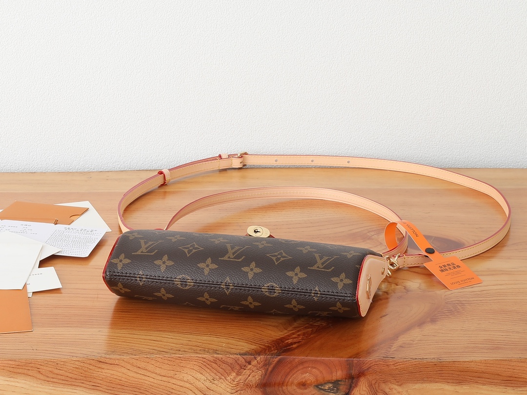 [TOP] Louis Vuitton LV Pochette Tirette Monogram Bag 22x12x5.5cm - Brown
