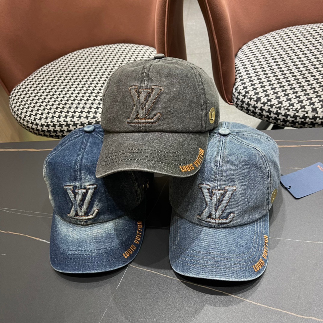 [TOP] Louis Vuitton LV Denim Baseball Cap - 3 Colors