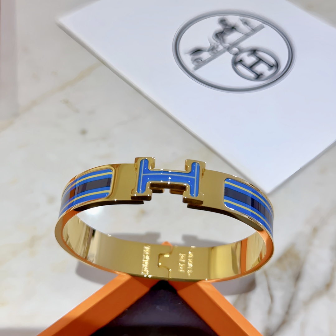 [TOP] HERMES H Bracelet-Blue