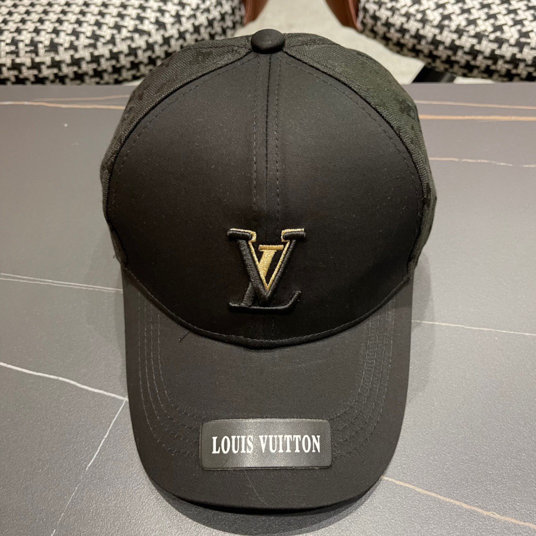 [TOP] Louis Vuitton LV Embroidered Baseball Cap - 2 Colors