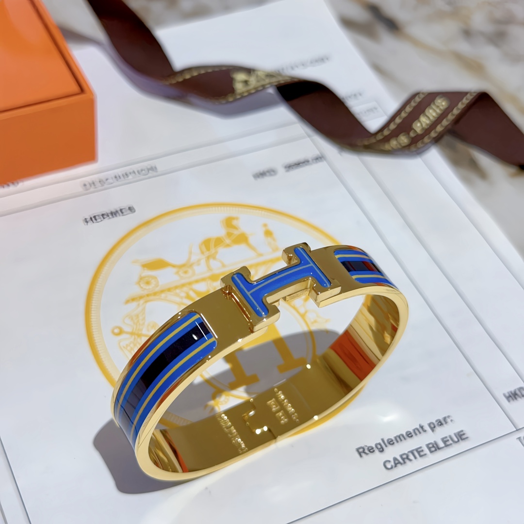 [TOP] HERMES H Bracelet-Blue