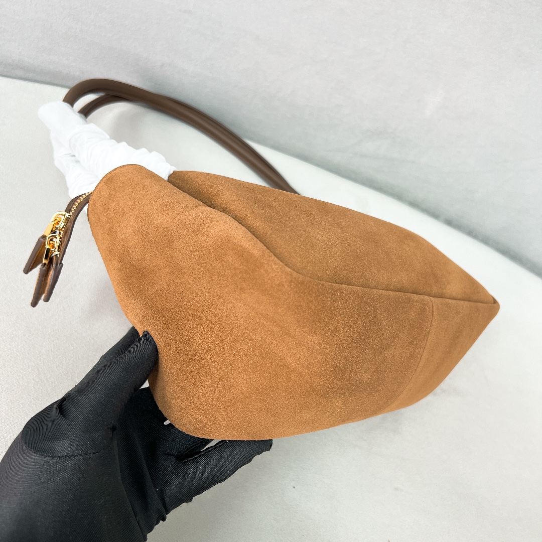 [TOP] PRADA Soft Grain Hobo Bag 28*16*10.5cm - Brown