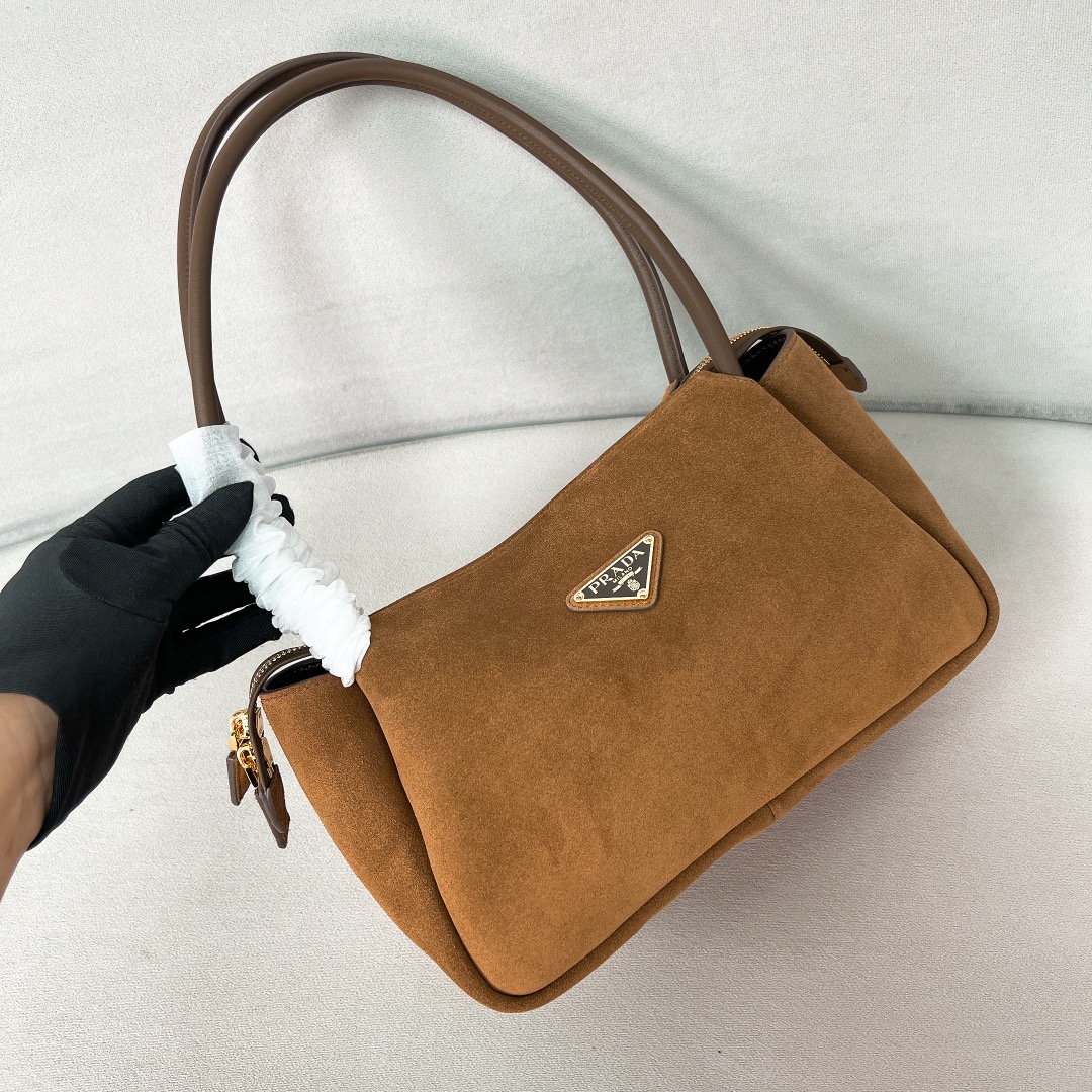 [TOP] PRADA Soft Grain Hobo Bag 28*16*10.5cm - Brown