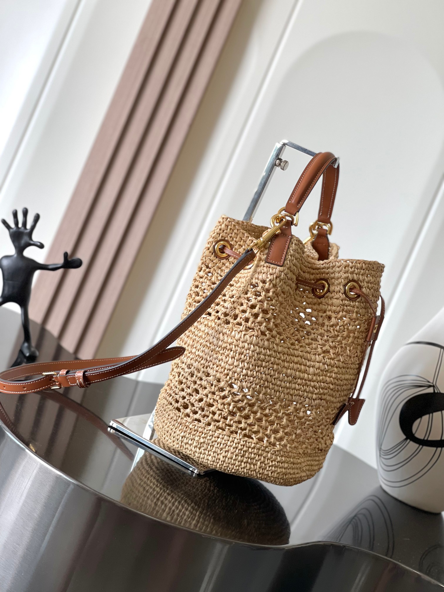 [TOP] CELINE Hand -woven handbag 23X25X20cm
