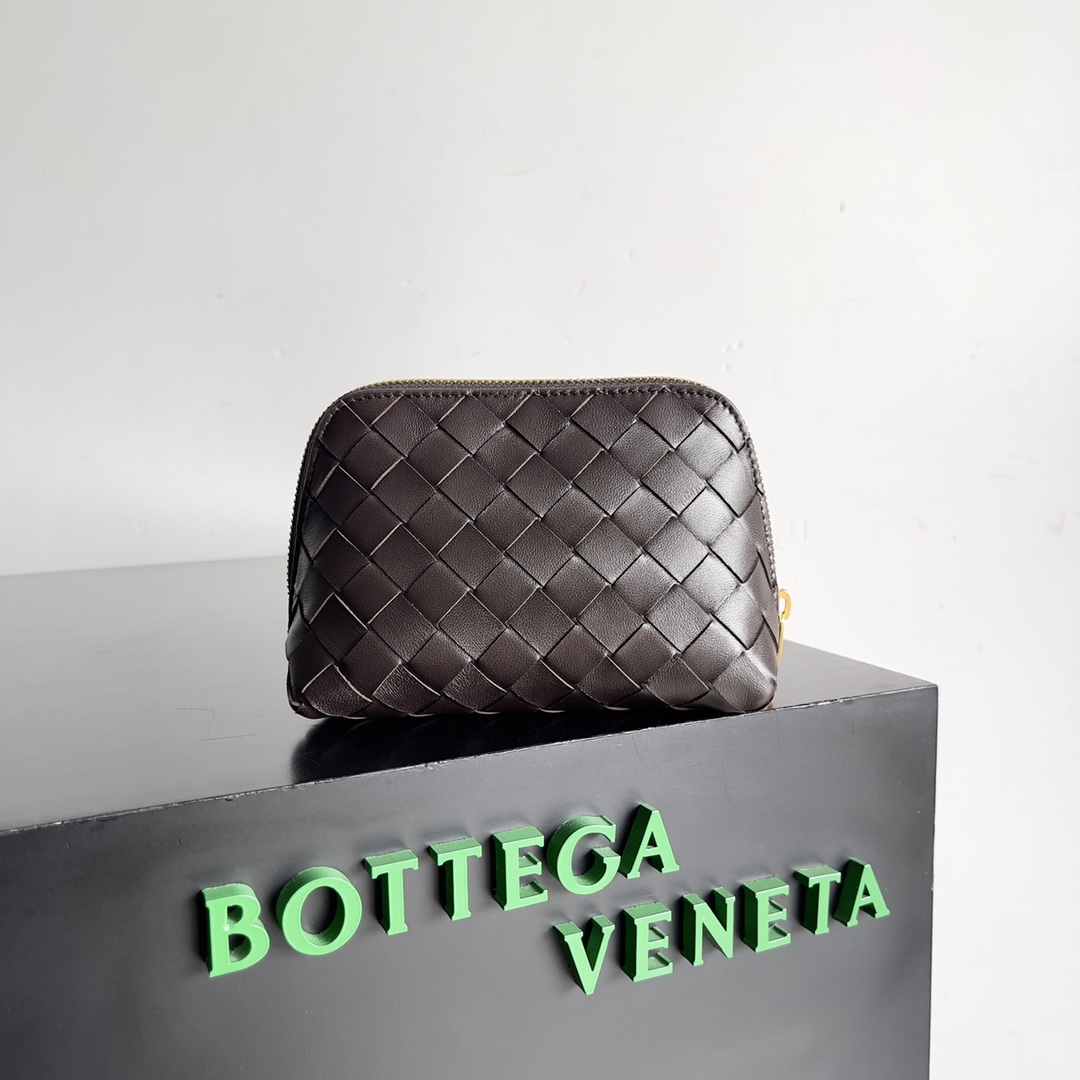 [TOP] Bottega Veneta BV Knitted Makeup Bag 16.5x10.5x9cm - Brown