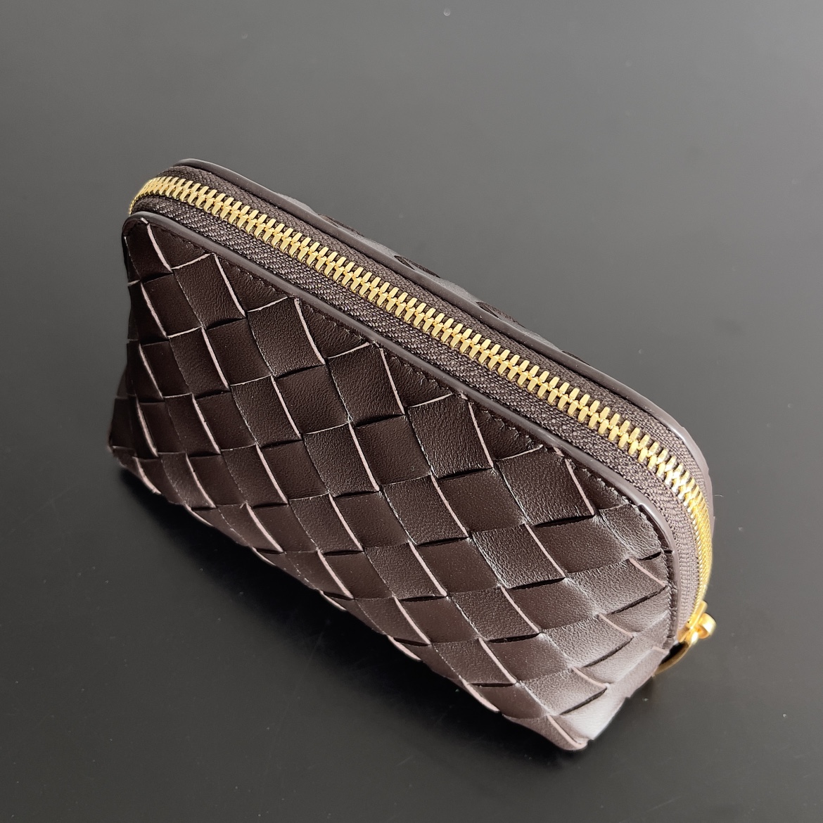 [TOP] Bottega Veneta BV Knitted Makeup Bag 16.5x10.5x9cm - Brown