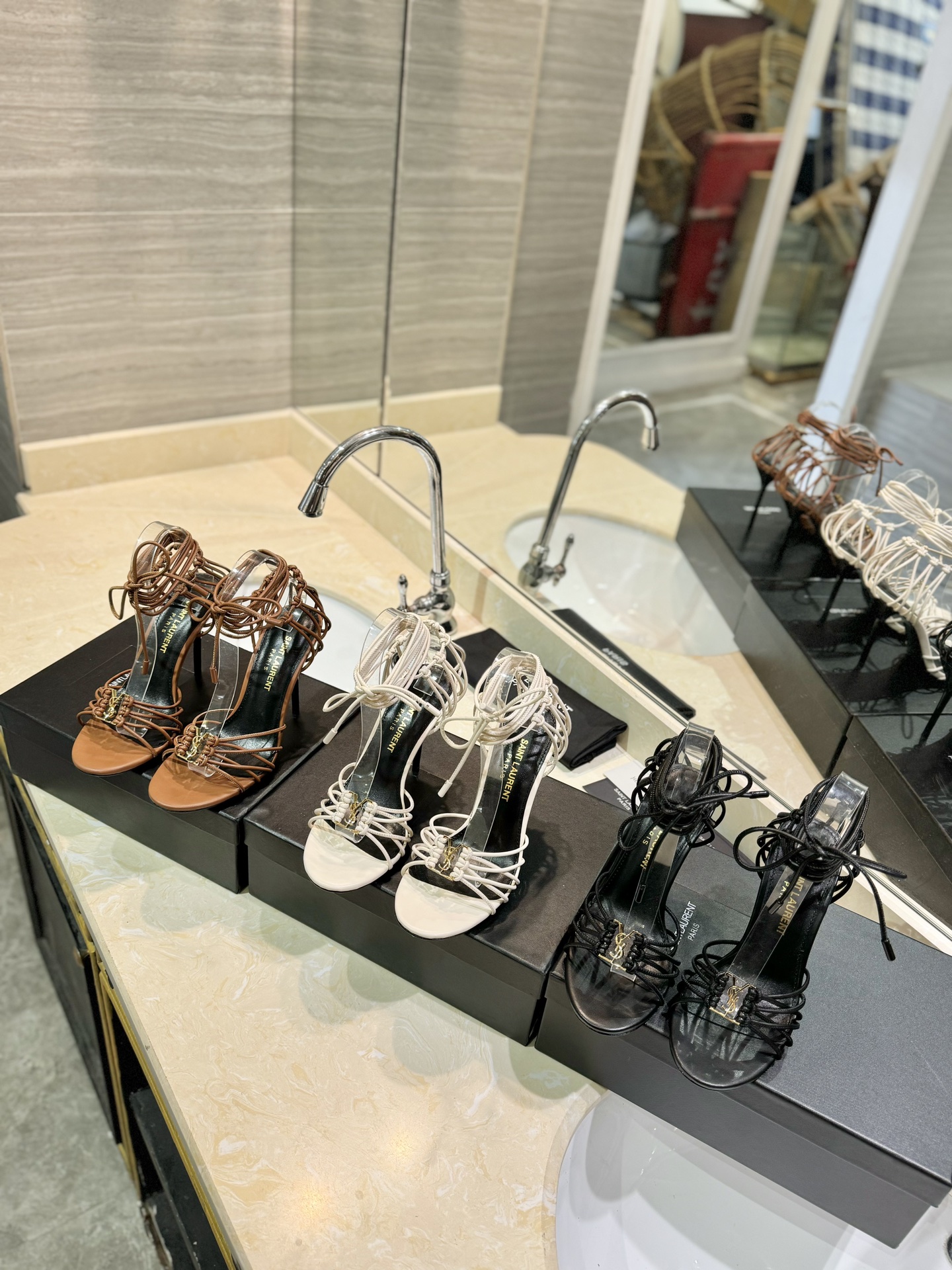 [TOP] Yves Saint Laurent YSL Height Heel Strappy Sandals - 3 Color