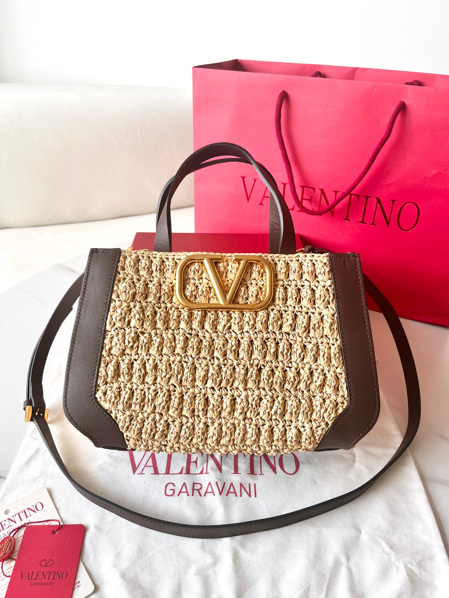 [TOP] VALENTINO Woven Tote Bag 27*11*18cm - 2 Color