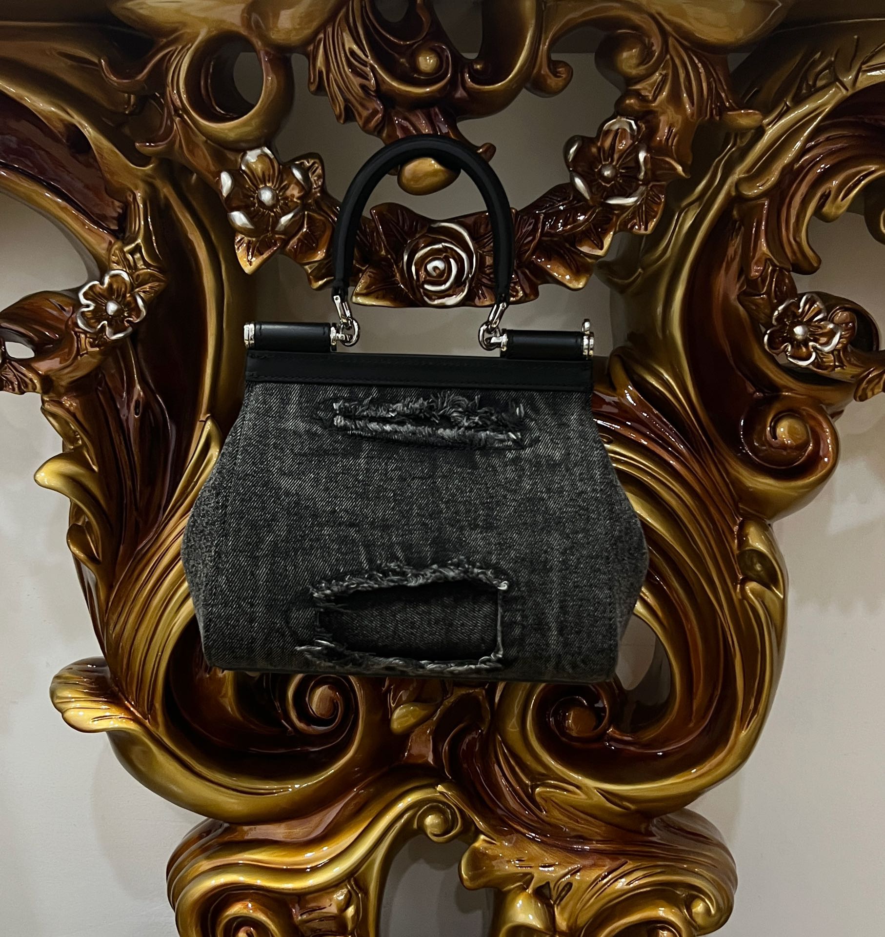 [TOP] Dolce & Gabbana D&G Denim Sicily Bags - Black - 3 Sizes 20cm/25cm/29cm