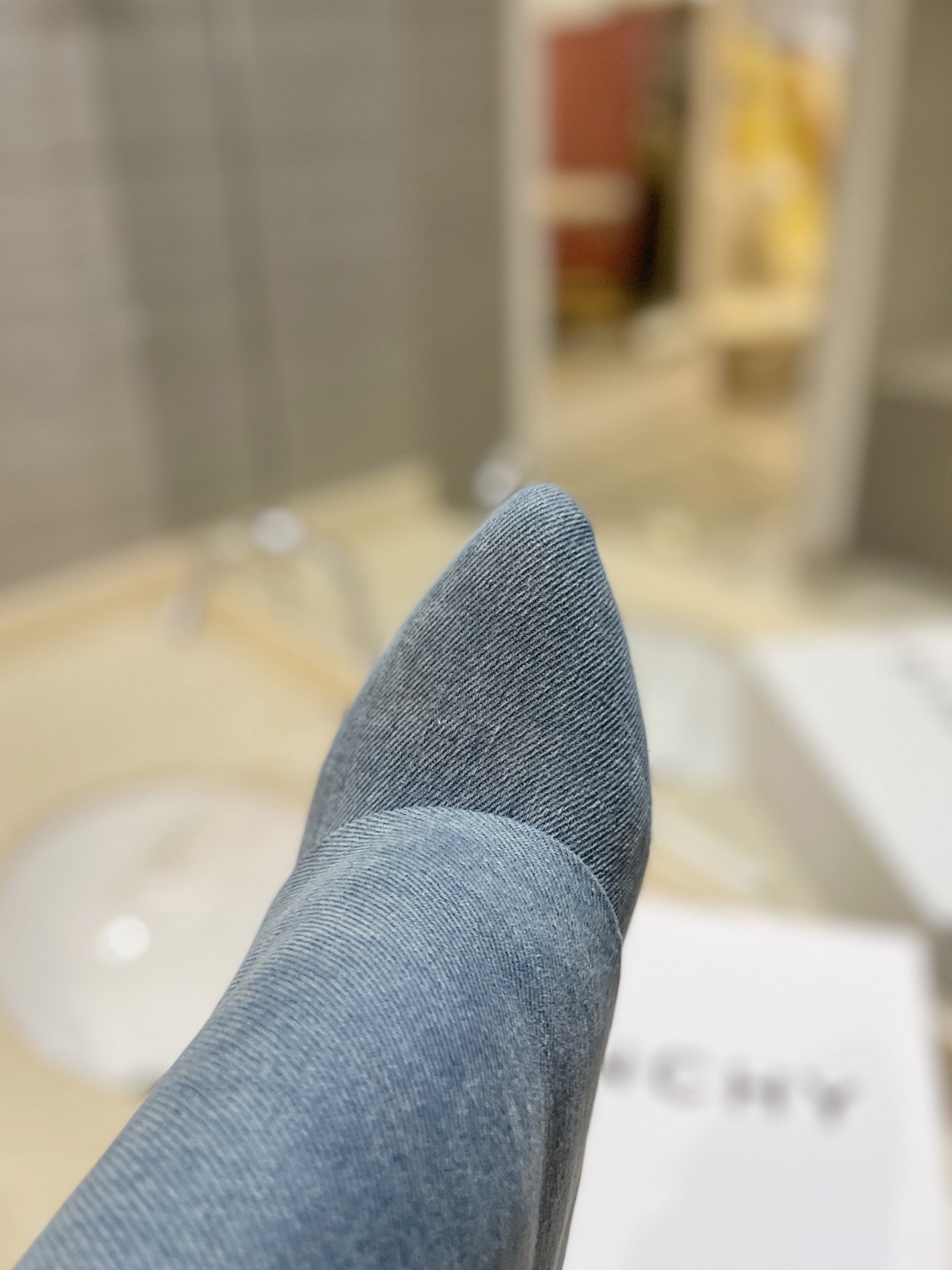 [TOP] GIVENCHY Denim Height Heel Short Boots - Blue