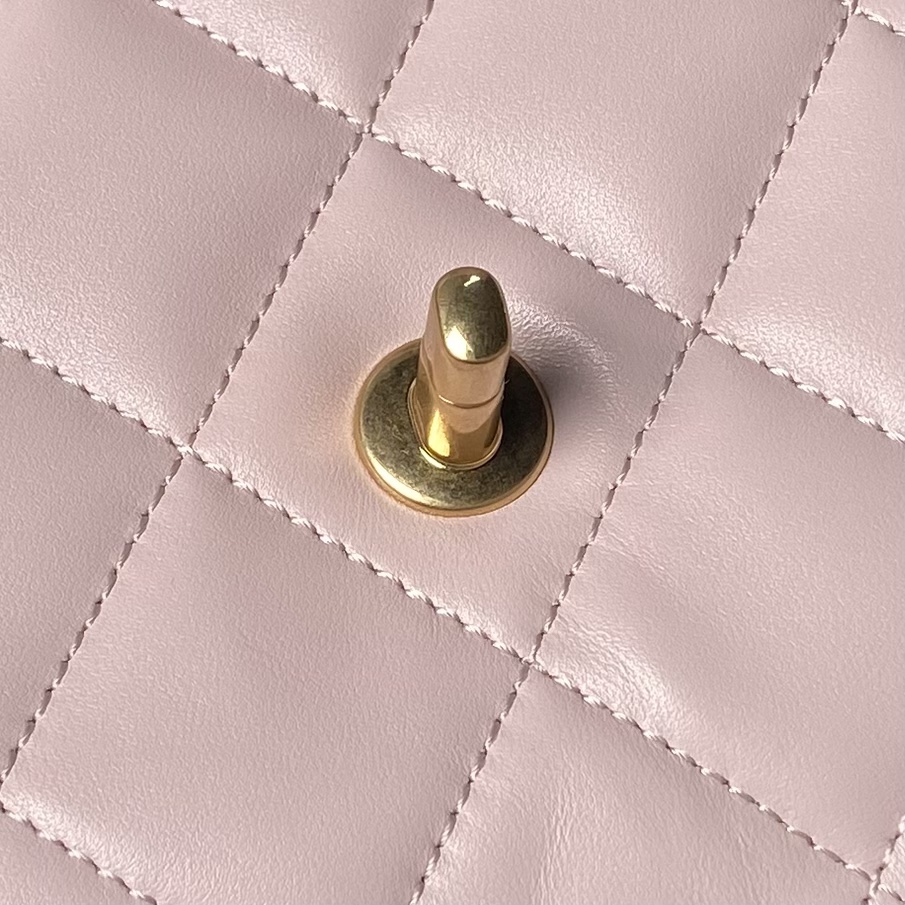 [TOP] CHANEL Flab Bag Lambskin 15×26×7cm - Pink & GHW