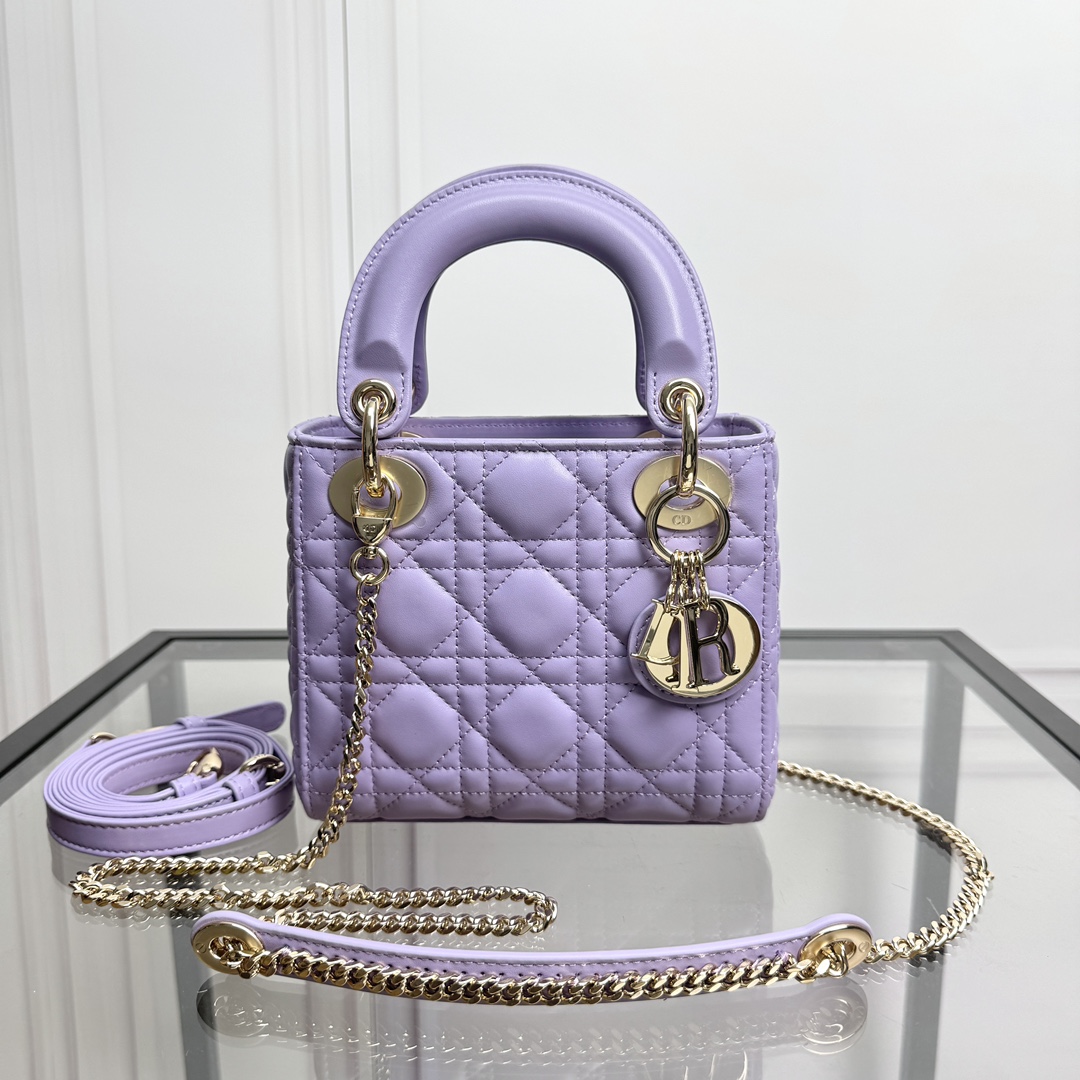 [TOP] Christian Dior Lady Dior Bag Lambskin Leather 17×7×15 cm /20×8×17 cm  - 2 Colors