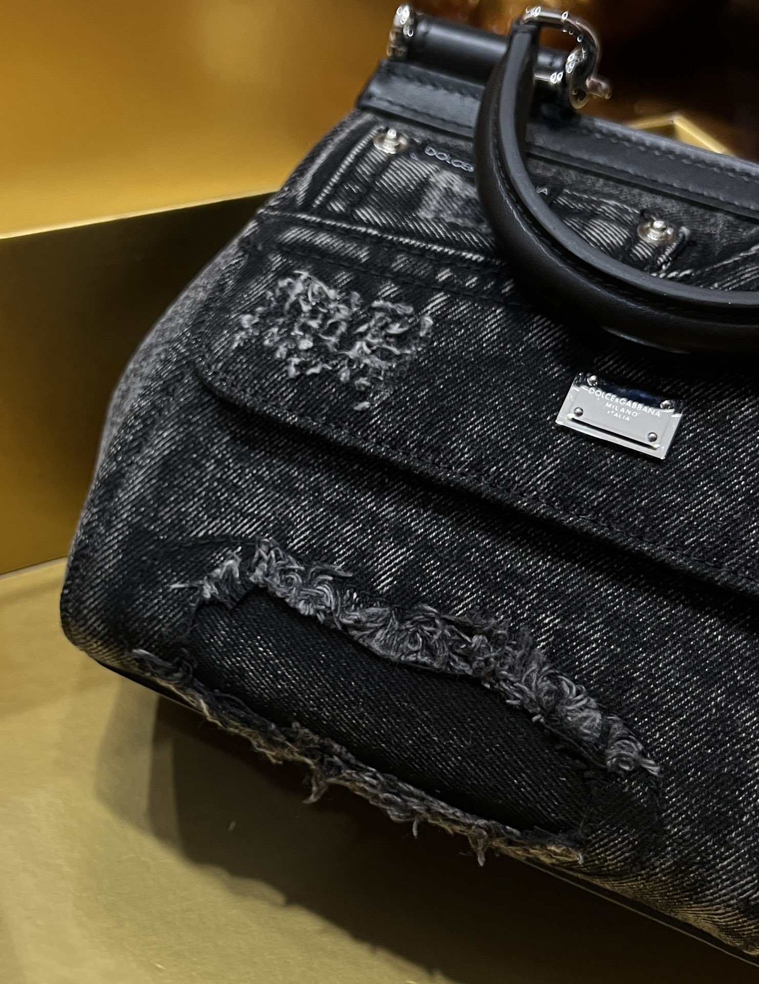 [TOP] Dolce & Gabbana D&G Denim Sicily Bags - Black - 3 Sizes 20cm/25cm/29cm