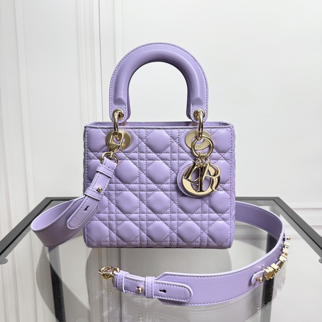 [TOP] Christian Dior Lady Dior Bag Lambskin Leather 17×7×15 cm /20×8×17 cm  - 2 Colors