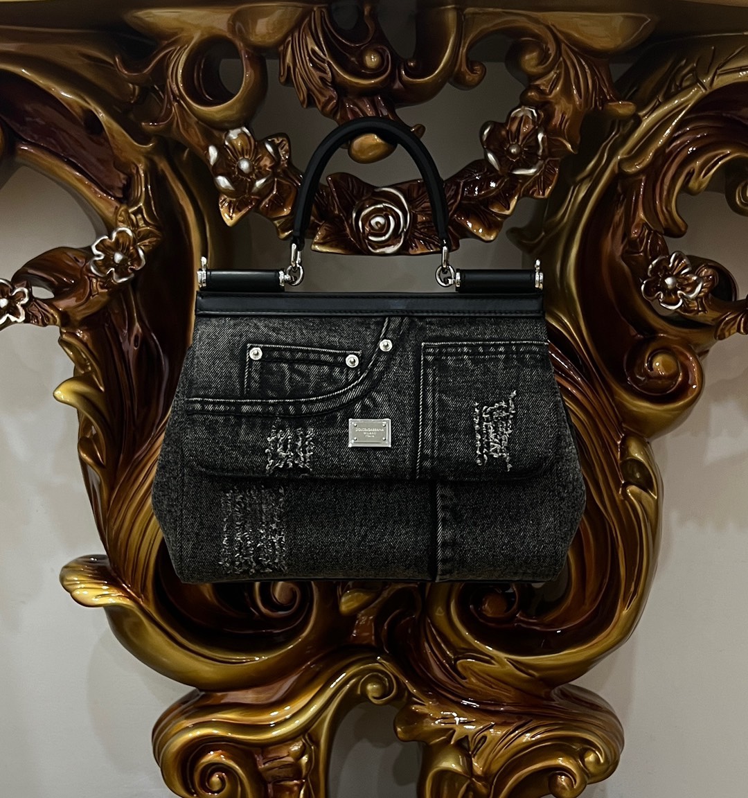 [TOP] Dolce & Gabbana D&G Denim Sicily Bags - Black - 3 Sizes 20cm/25cm/29cm