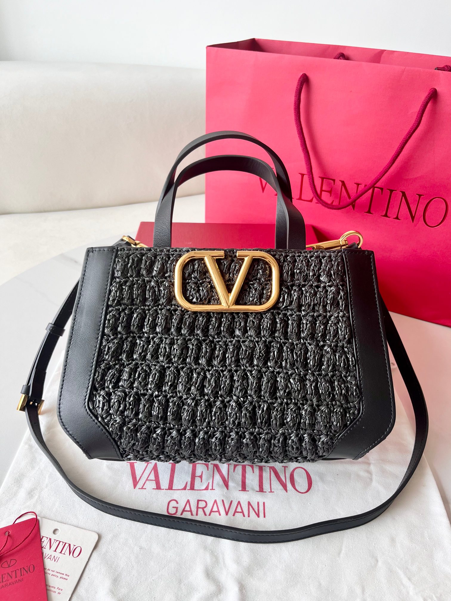 [TOP] VALENTINO Woven Tote Bag 27*11*18cm - 2 Color