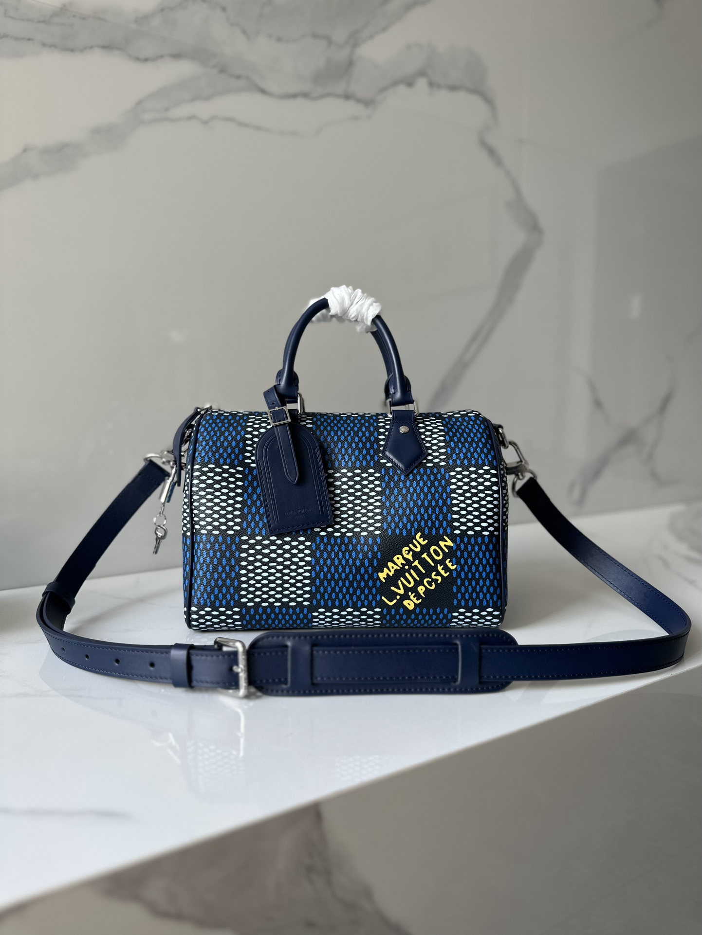 [TOP] Louis Vuitton LV Speedy 25 Bandoulière Bag 25x15x15cm -Blue