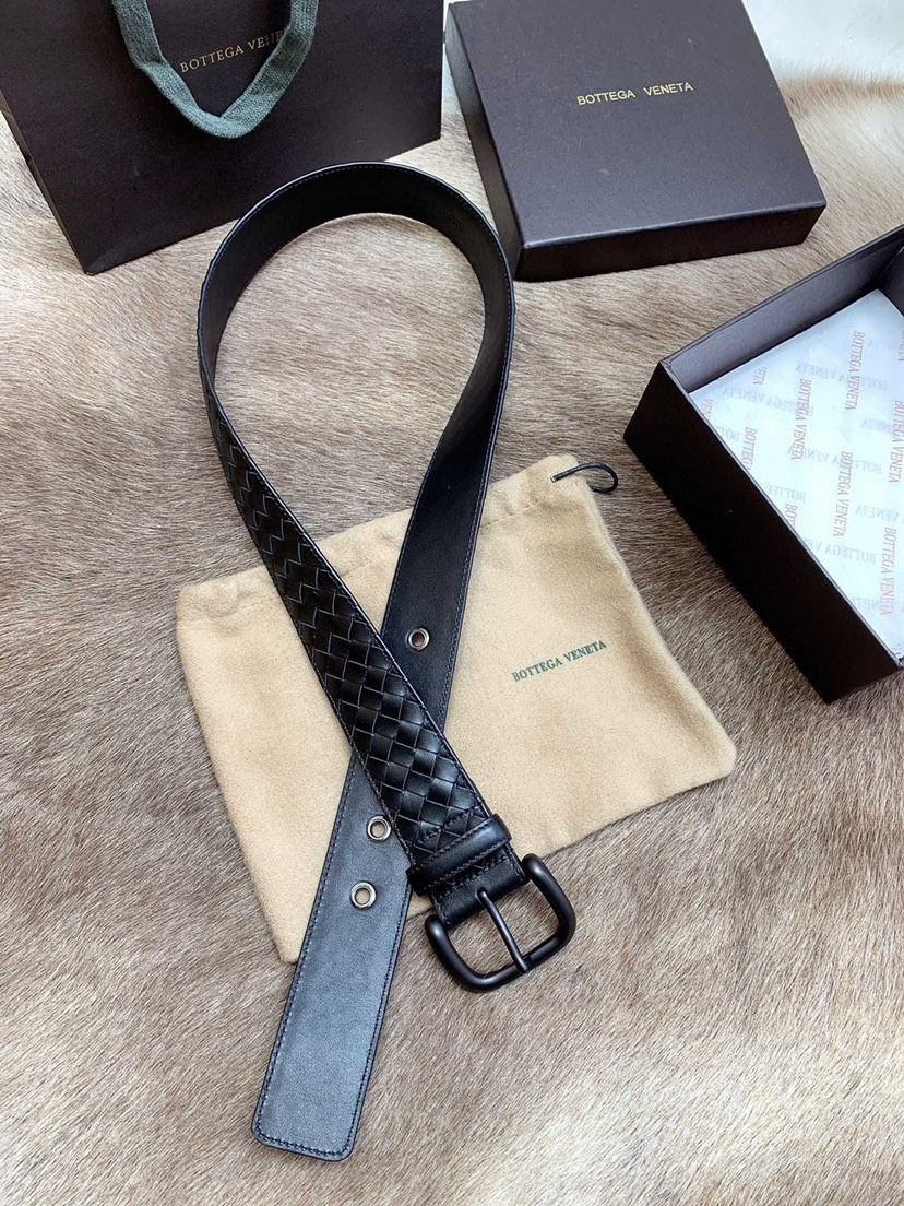 [TOP] Bottega Veneta BV Leather Belt - Black