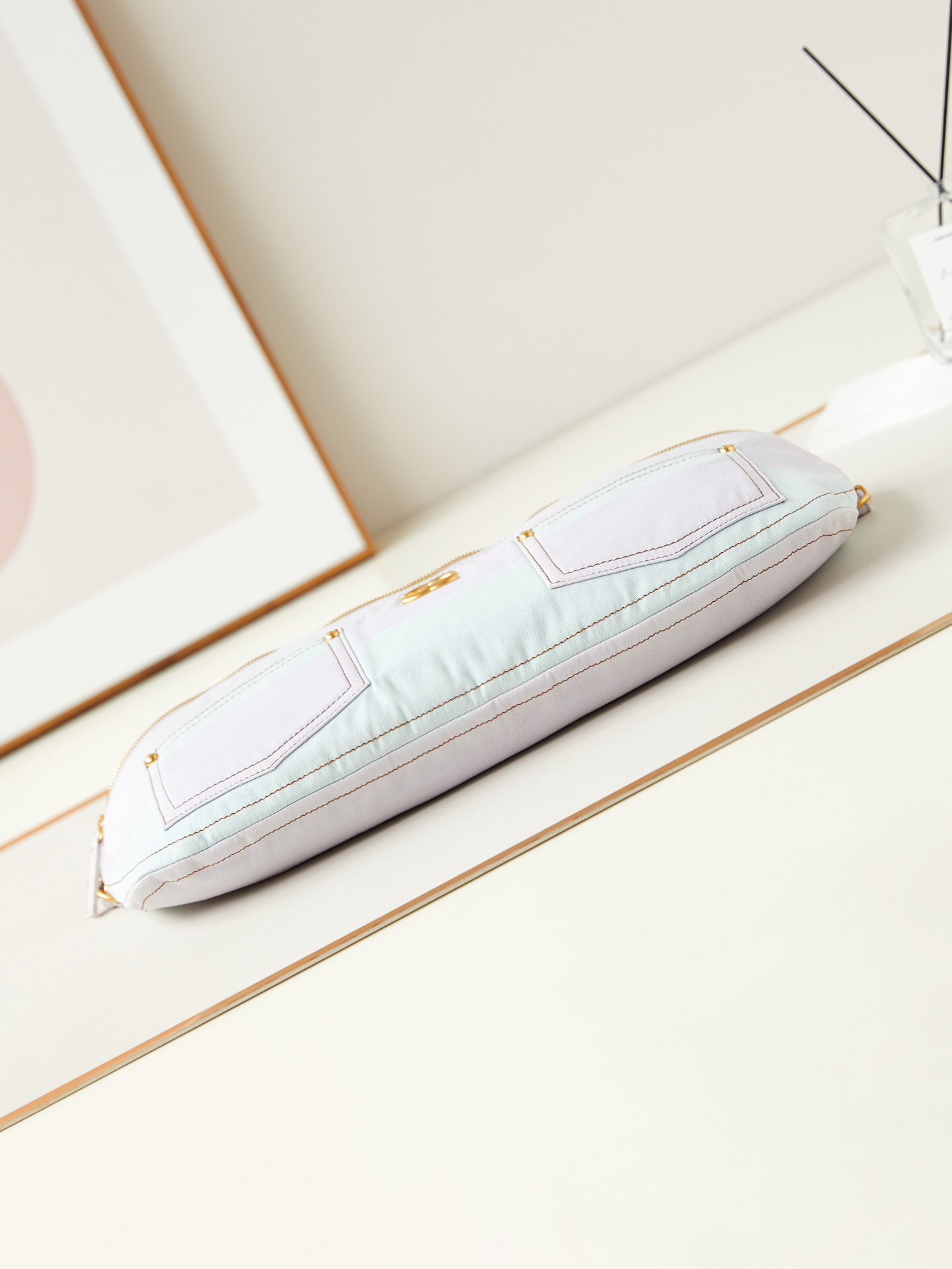 [TOP] CHANEL Large Waist Bag 19×45×9 cm-Light Pink, Light Yellow & Light Blue