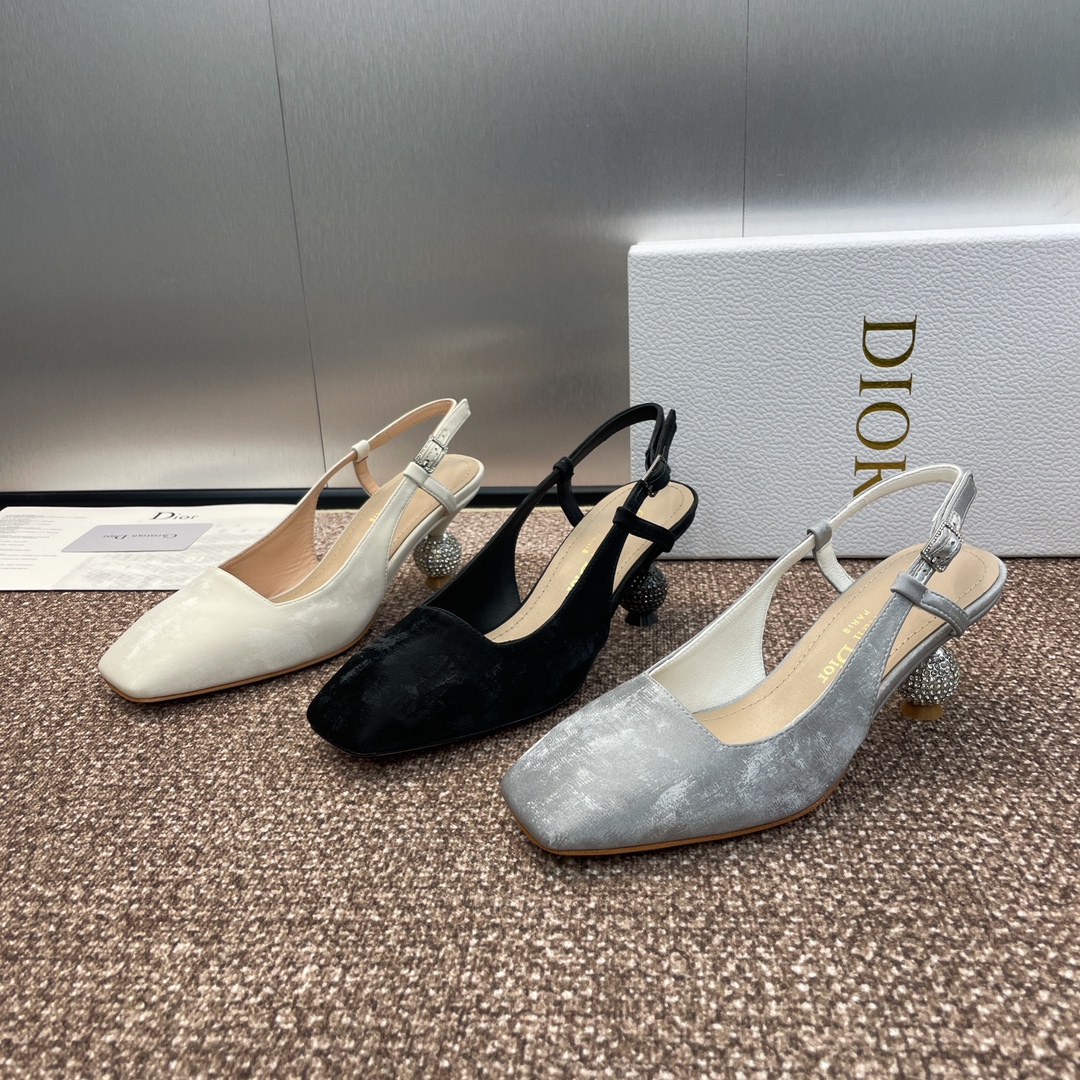 [TOP] Christian Dior Mules with Rhinestone Mid Heel - 3 Color