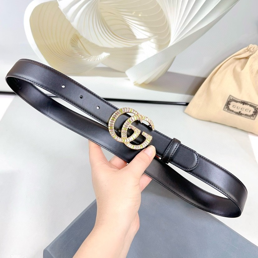 [TOP] GUCCI Classic Leather Belt - Black - 3.0cm