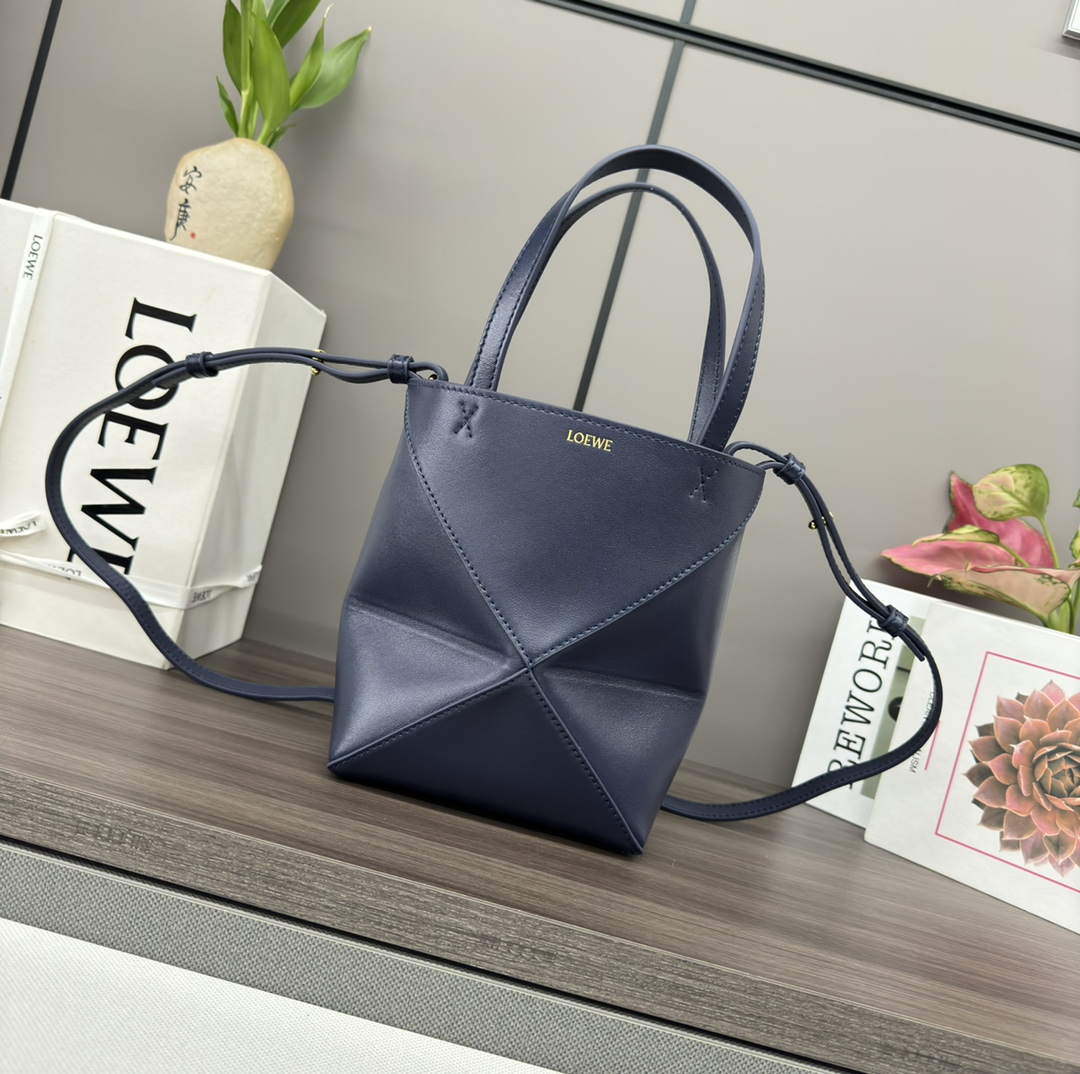 [TOP] LOEWE Puzzle Fold Bag 16.5*9.5*20CM - Navy Blue