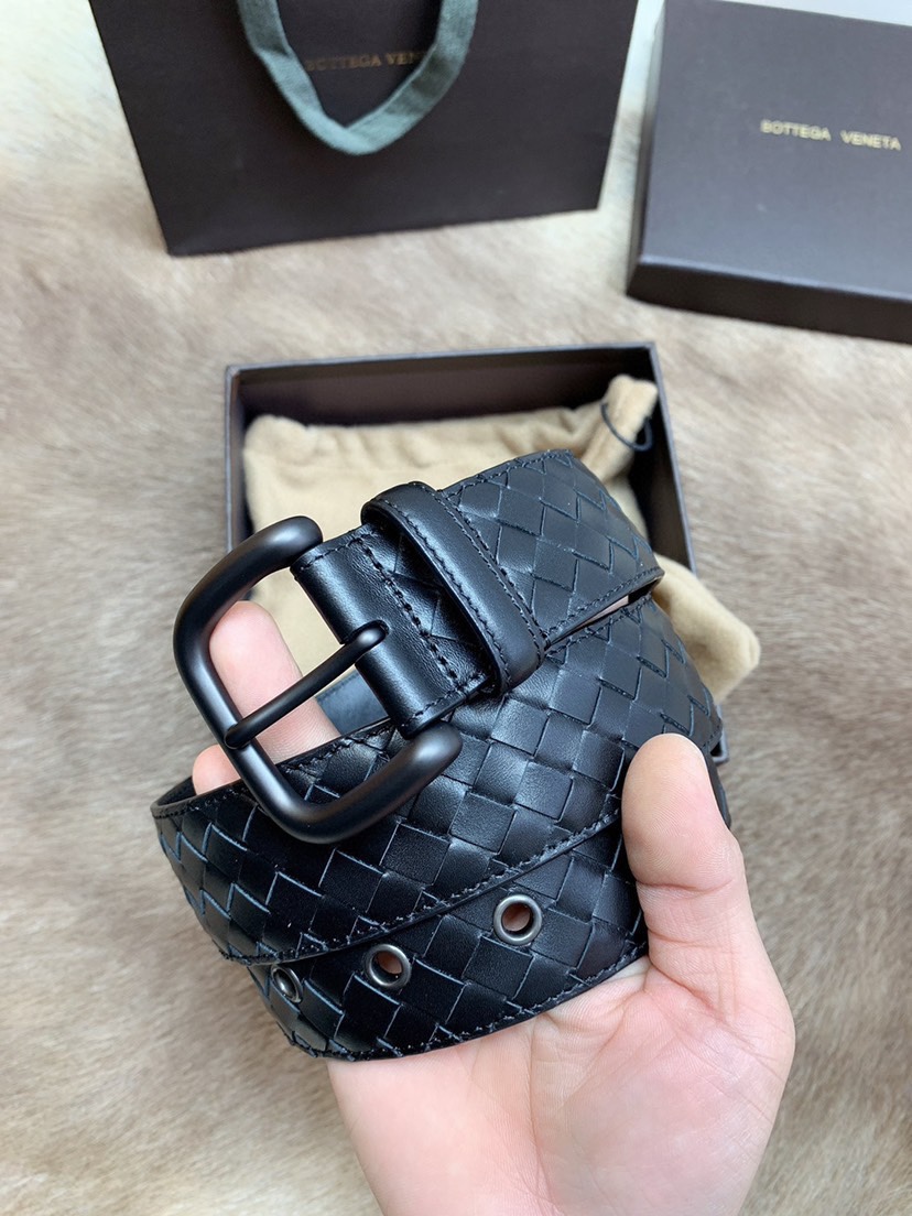 [TOP] Bottega Veneta BV Leather Belt - Black