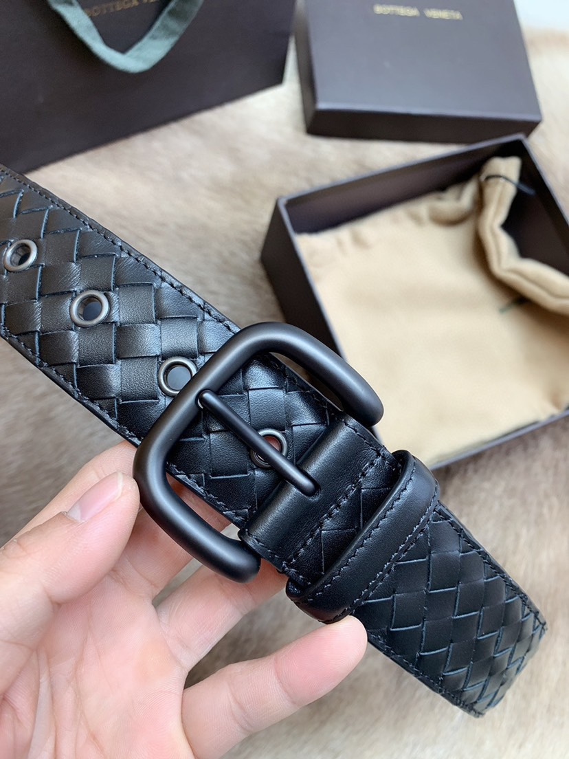 [TOP] Bottega Veneta BV Leather Belt - Black