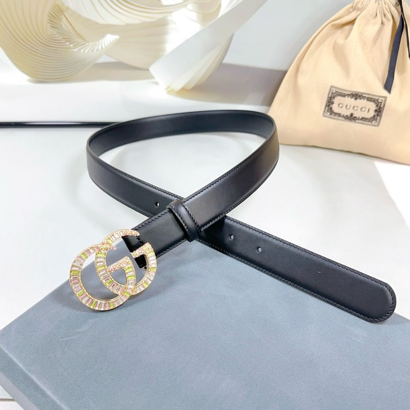 [TOP] GUCCI Classic Leather Belt - Black - 3.0cm