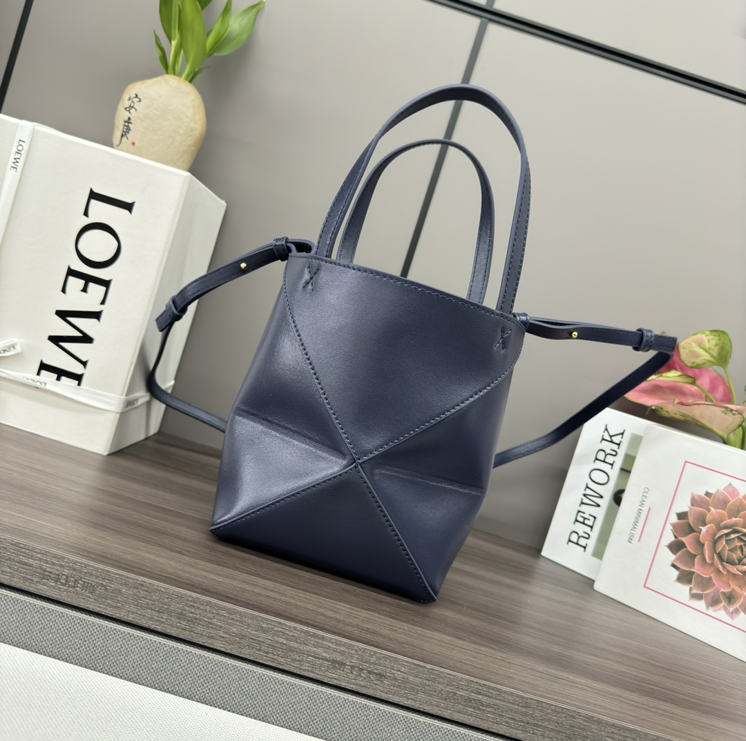 [TOP] LOEWE Puzzle Fold Bag 16.5*9.5*20CM - Navy Blue