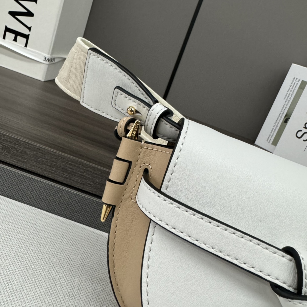 [TOP] LOEWE Gate Bag Mini GateDual 21x12.5x9.5cm - Khaki&White