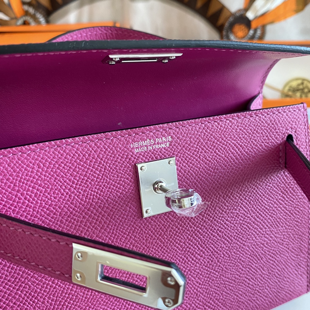 [TOP] HERMES Mini Kelly  Epsom Leather 19cm -  Rose Purple & SHW