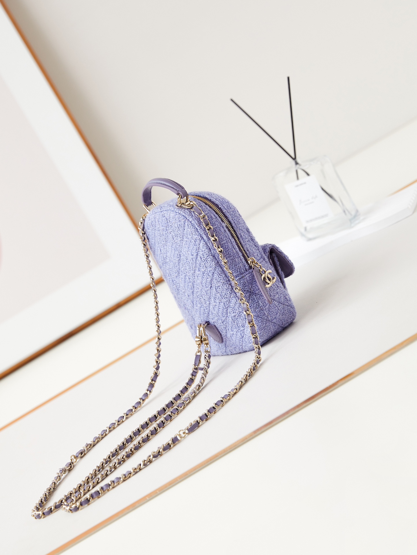 [TOP] CHANEL Wool Backpack Mini 18×13×9cm - Purple