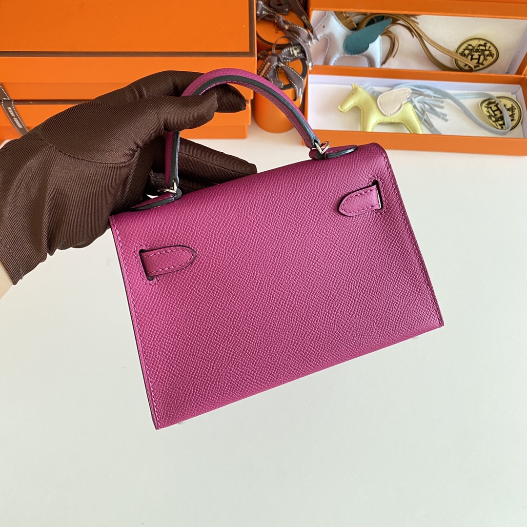 [TOP] HERMES Mini Kelly  Epsom Leather 19cm -  Rose Purple & SHW