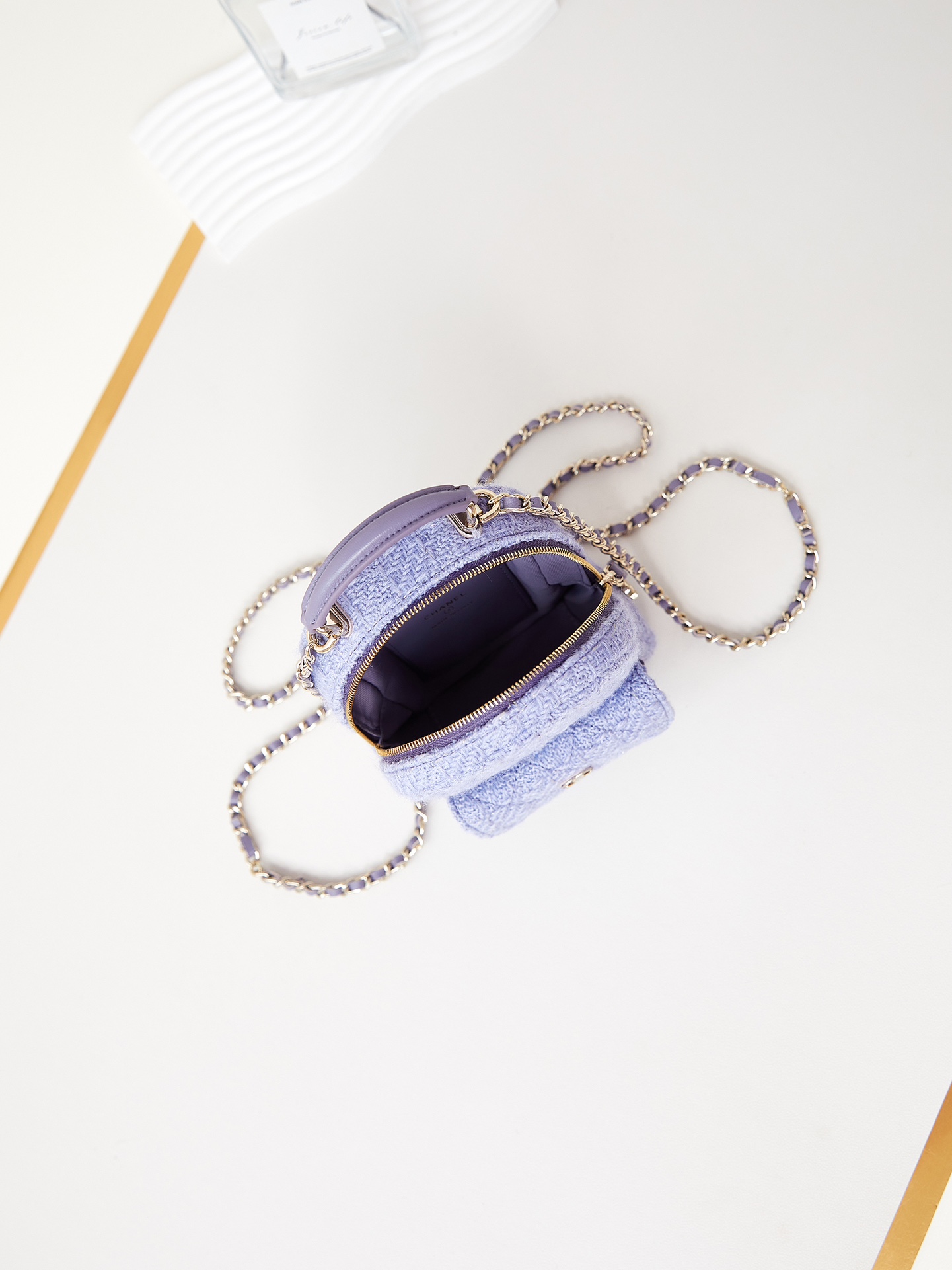 [TOP] CHANEL Wool Backpack Mini 18×13×9cm - Purple