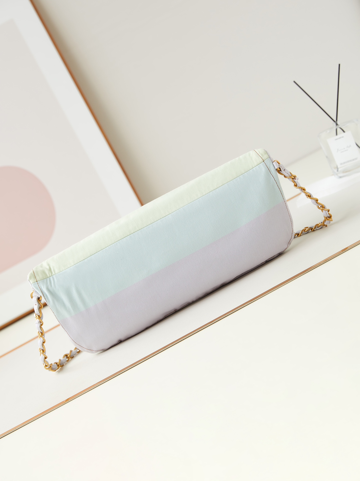 [TOP] CHANEL Large Waist Bag 19×45×9 cm-Light Pink, Light Yellow & Light Blue