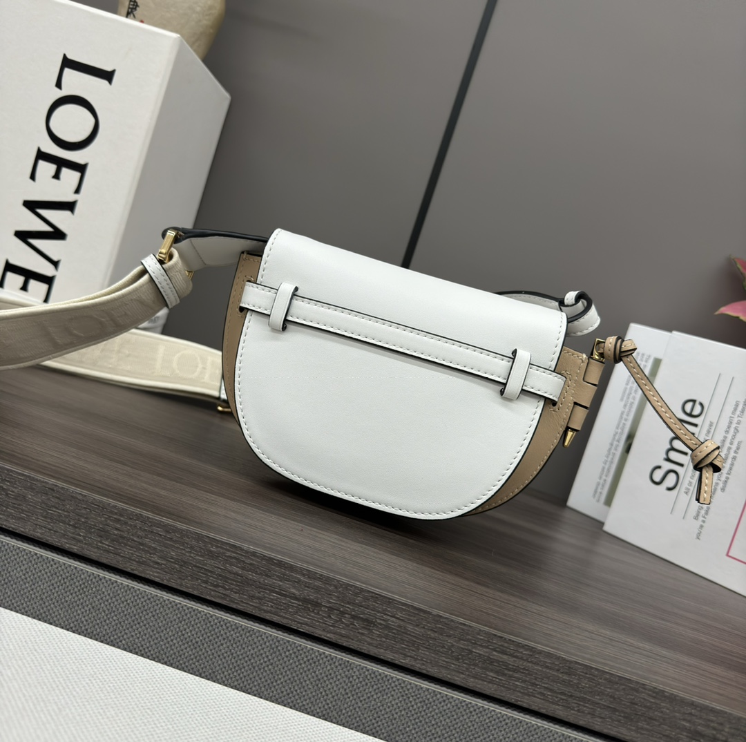 [TOP] LOEWE Gate Bag Mini GateDual 21x12.5x9.5cm - Khaki&White