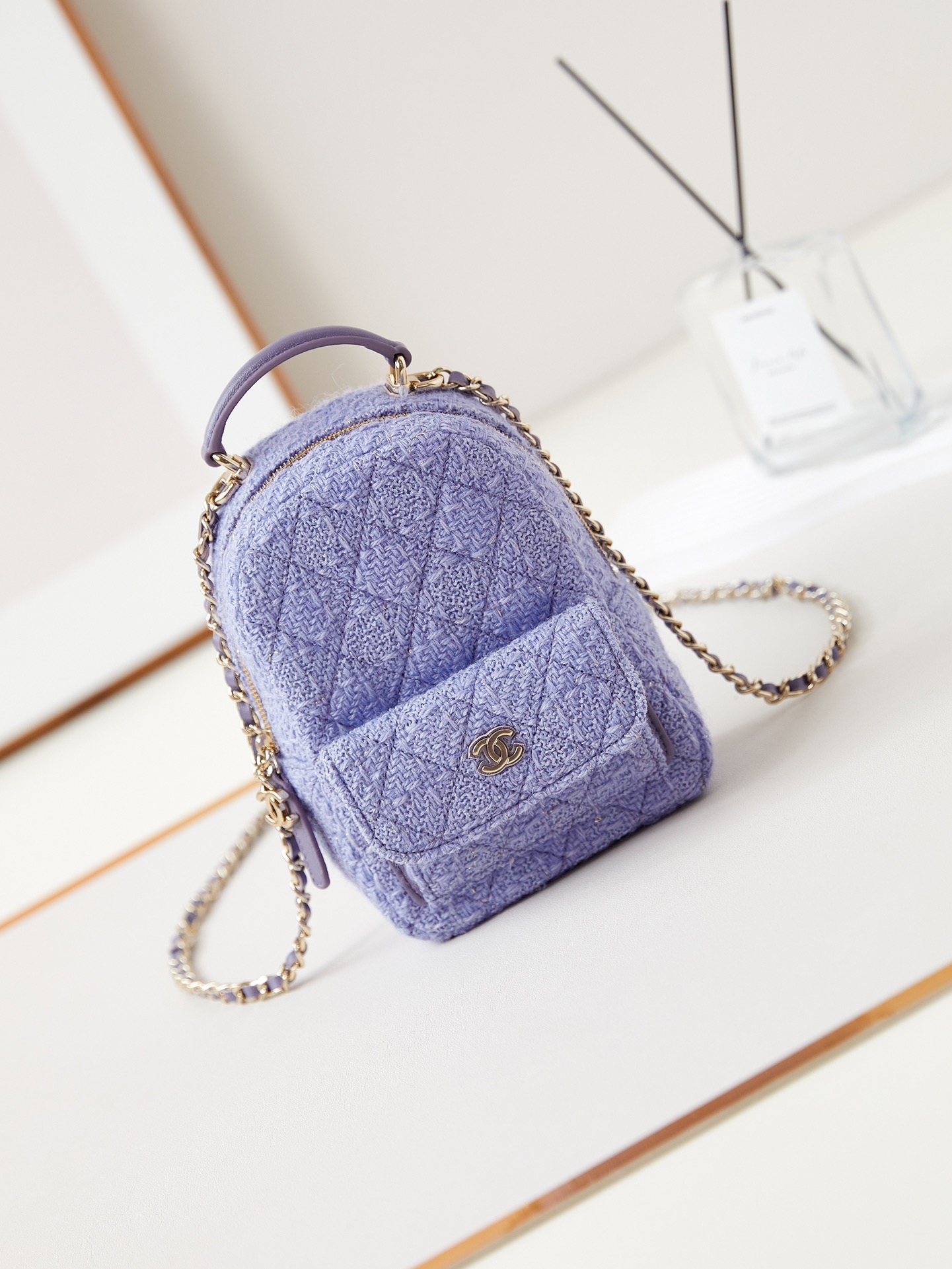 [TOP] CHANEL Wool Backpack Mini 18×13×9cm - Purple