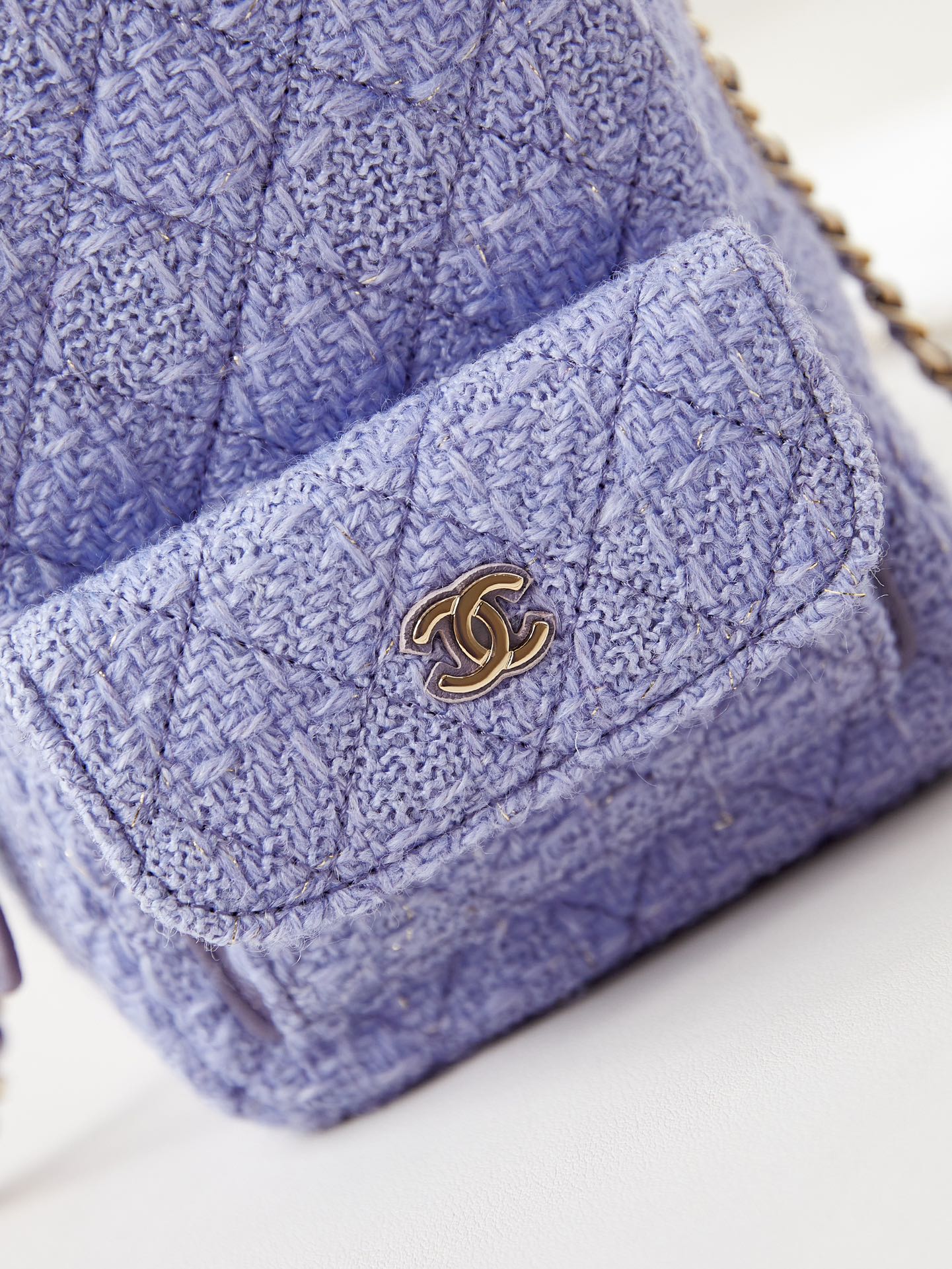 [TOP] CHANEL Wool Backpack Mini 18×13×9cm - Purple