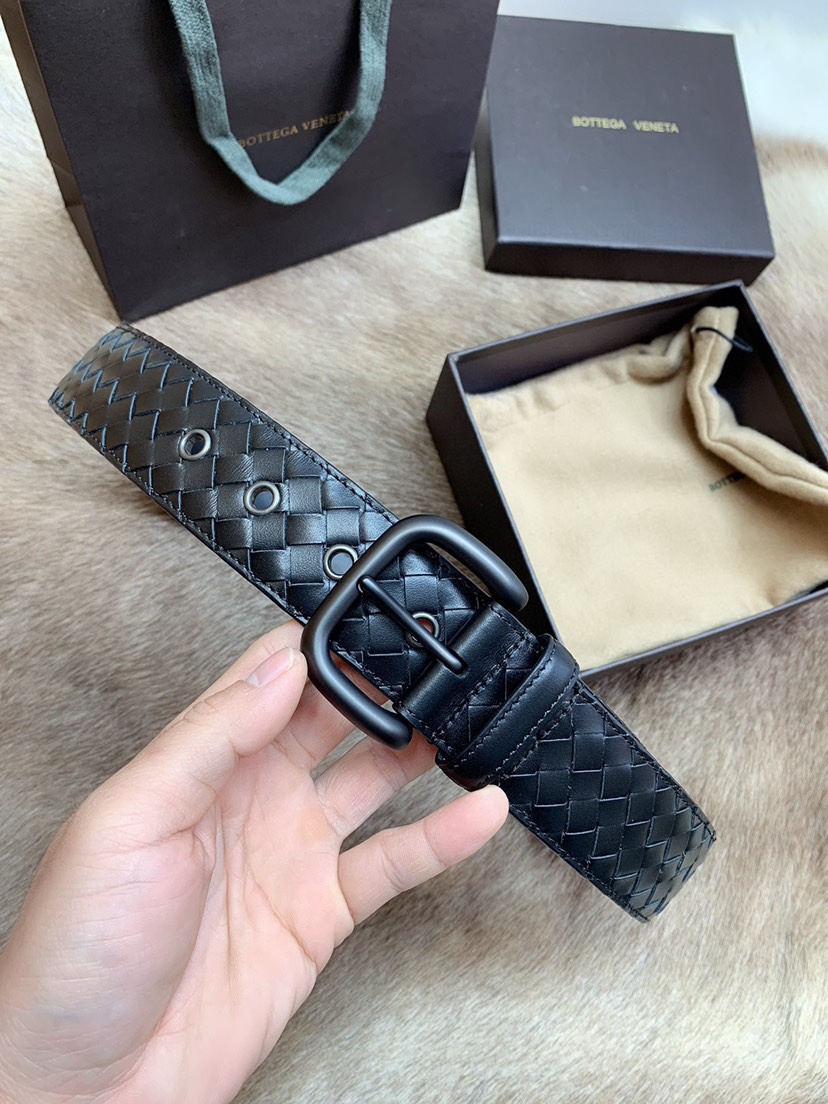 [TOP] Bottega Veneta BV Leather Belt - Black