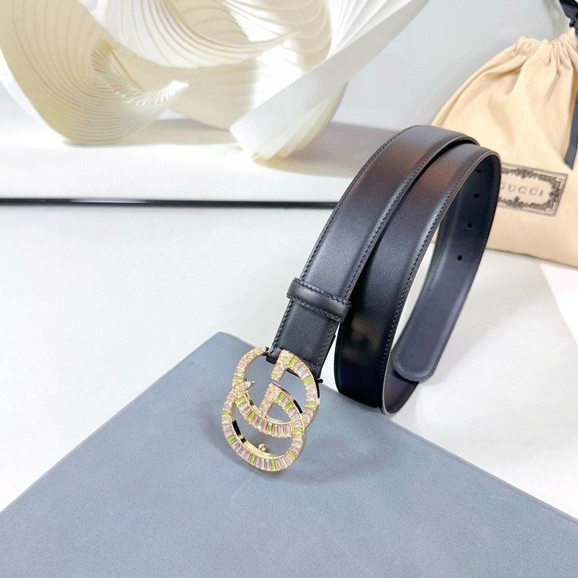 [TOP] GUCCI Classic Leather Belt - Black - 3.0cm