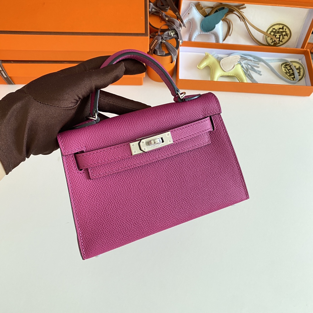 [TOP] HERMES Mini Kelly  Epsom Leather 19cm -  Rose Purple & SHW