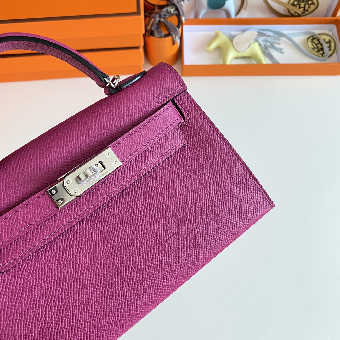 [TOP] HERMES Mini Kelly  Epsom Leather 19cm -  Rose Purple & SHW