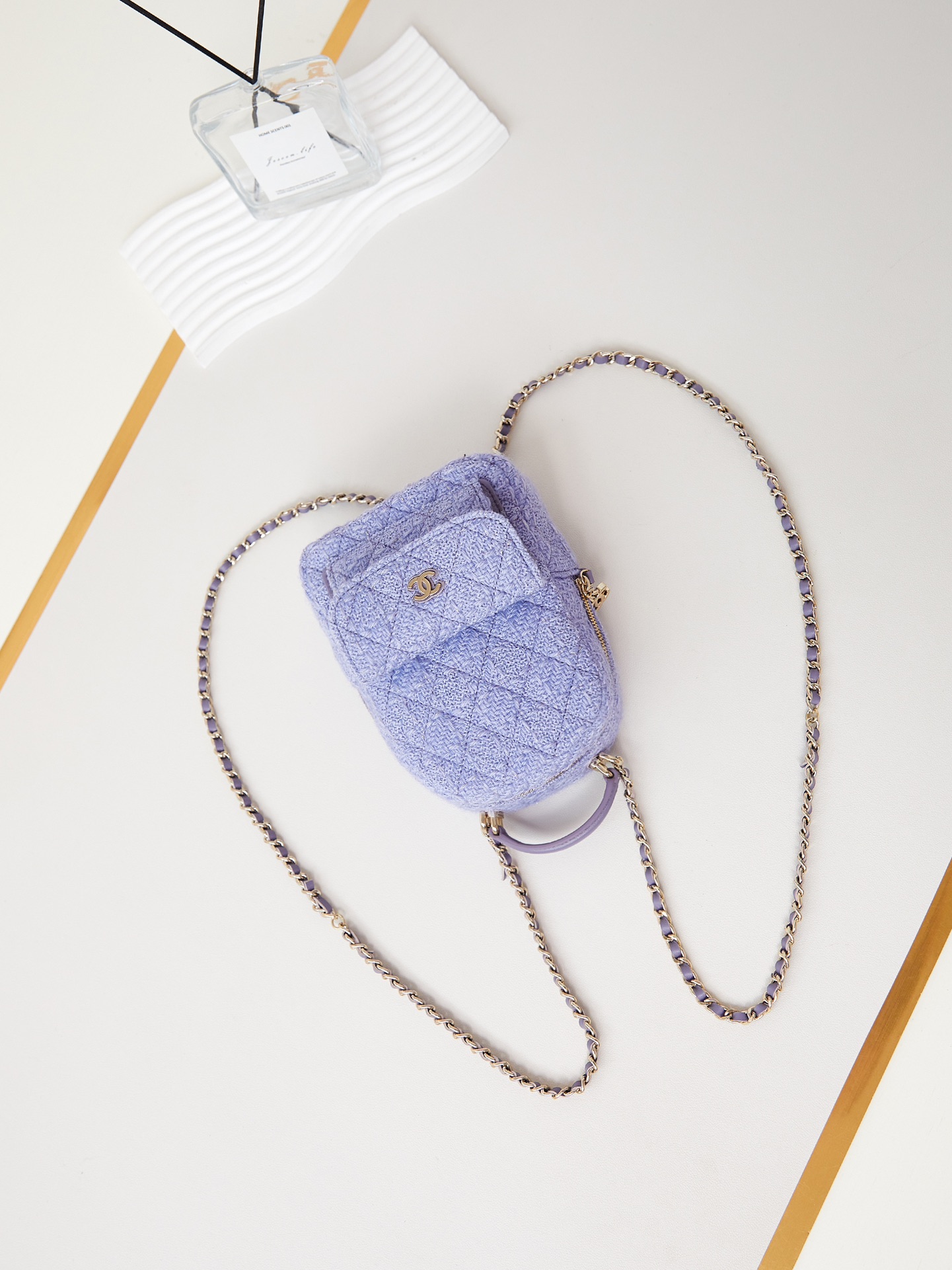 [TOP] CHANEL Wool Backpack Mini 18×13×9cm - Purple