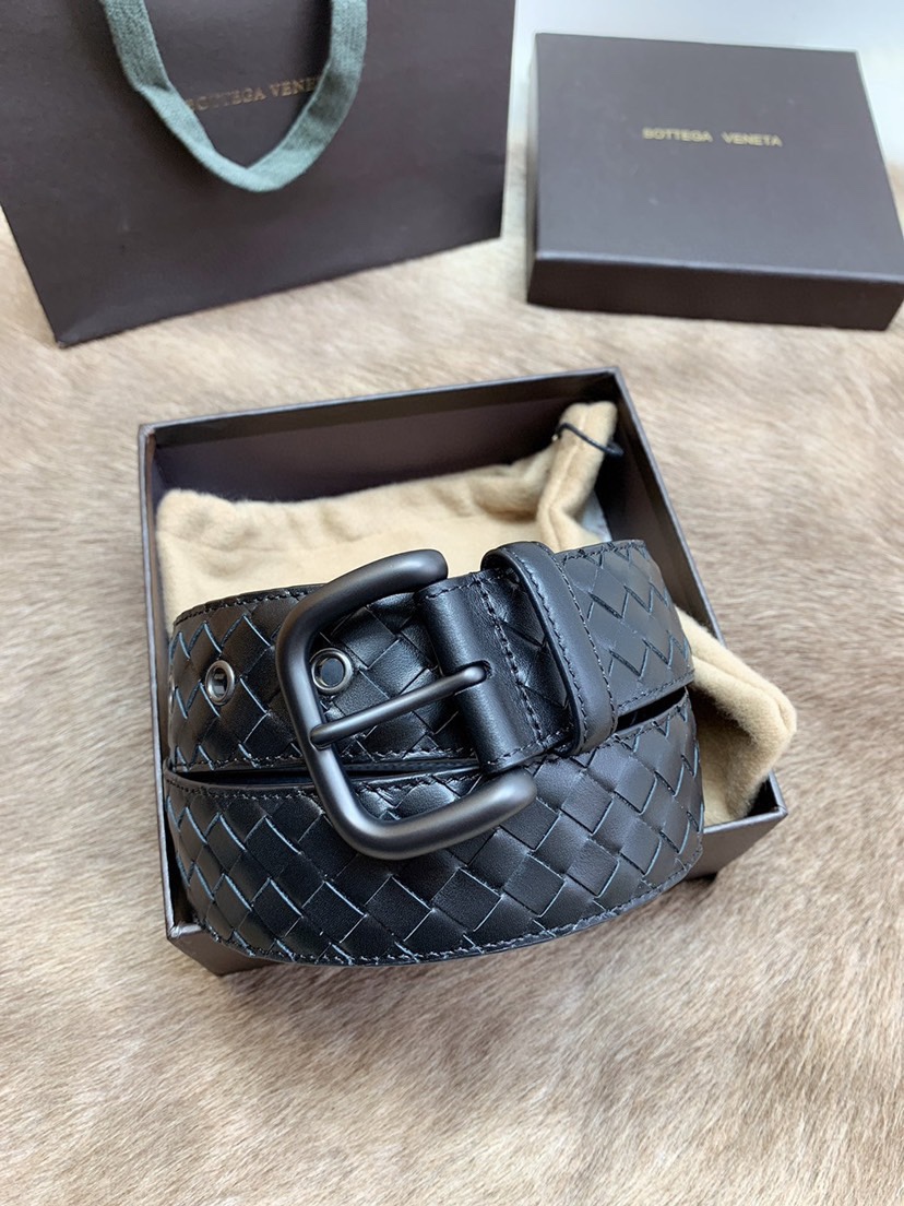 [TOP] Bottega Veneta BV Leather Belt - Black