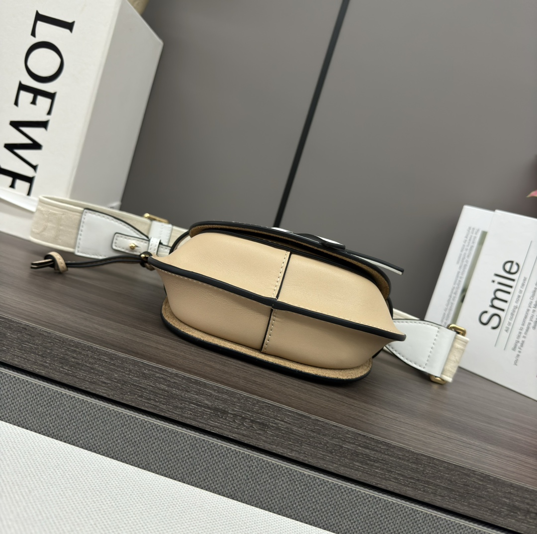 [TOP] LOEWE Gate Bag Mini GateDual 21x12.5x9.5cm - Khaki&White