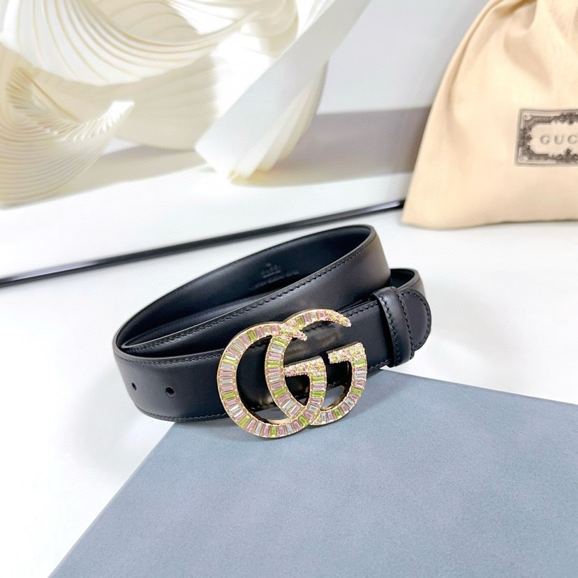 [TOP] GUCCI Classic Leather Belt - Black - 3.0cm