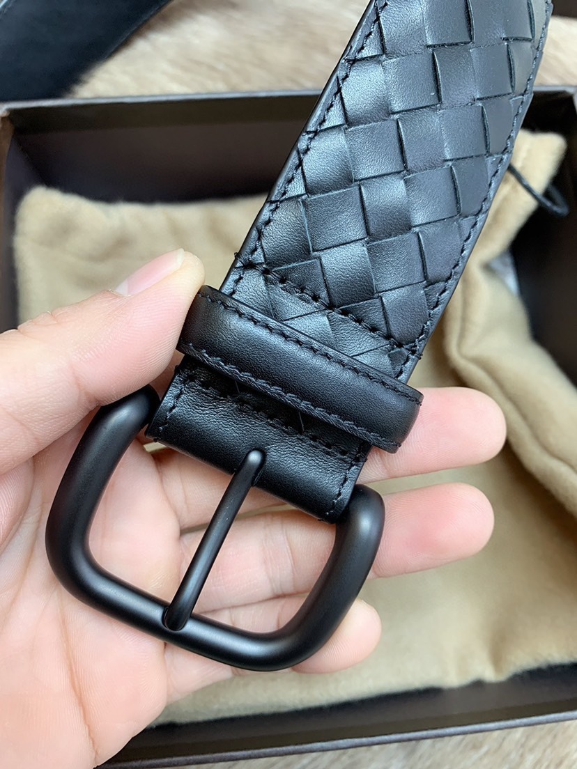 [TOP] Bottega Veneta BV Leather Belt - Black