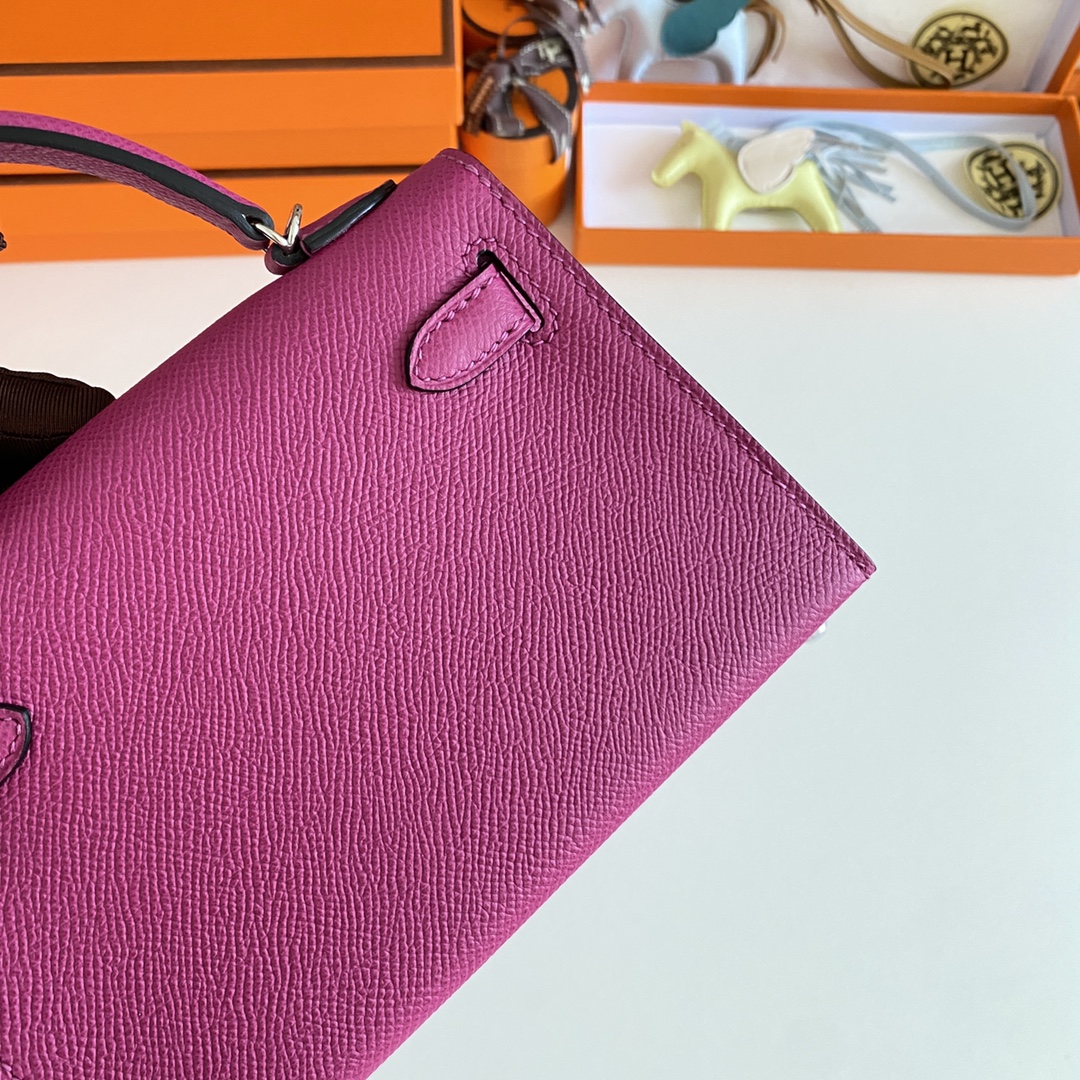 [TOP] HERMES Mini Kelly  Epsom Leather 19cm -  Rose Purple & SHW