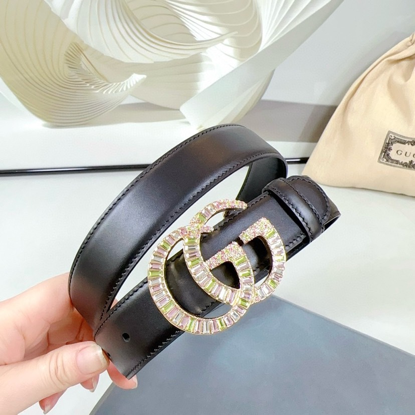 [TOP] GUCCI Classic Leather Belt - Black - 3.0cm